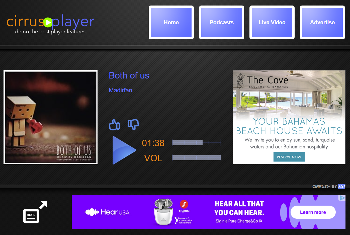 Classic Player desktop interface with full controls and album art