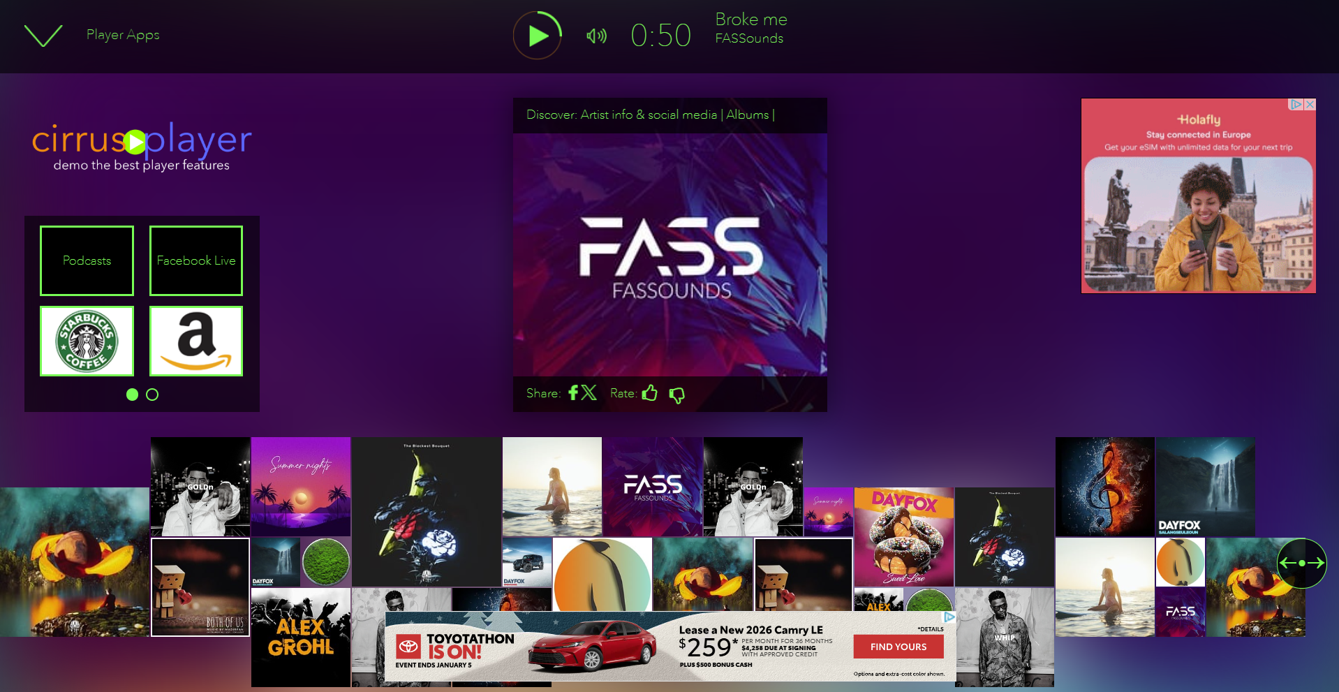 Cirrus Experience Player showing interactive hyper-media interface