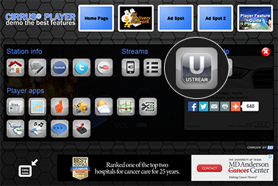 Ustream on the Cirrus Player